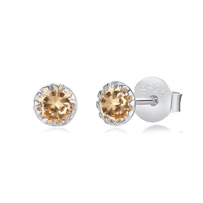 [Lumi Jewelry]Sparkling Colorful Round Shape Earrings