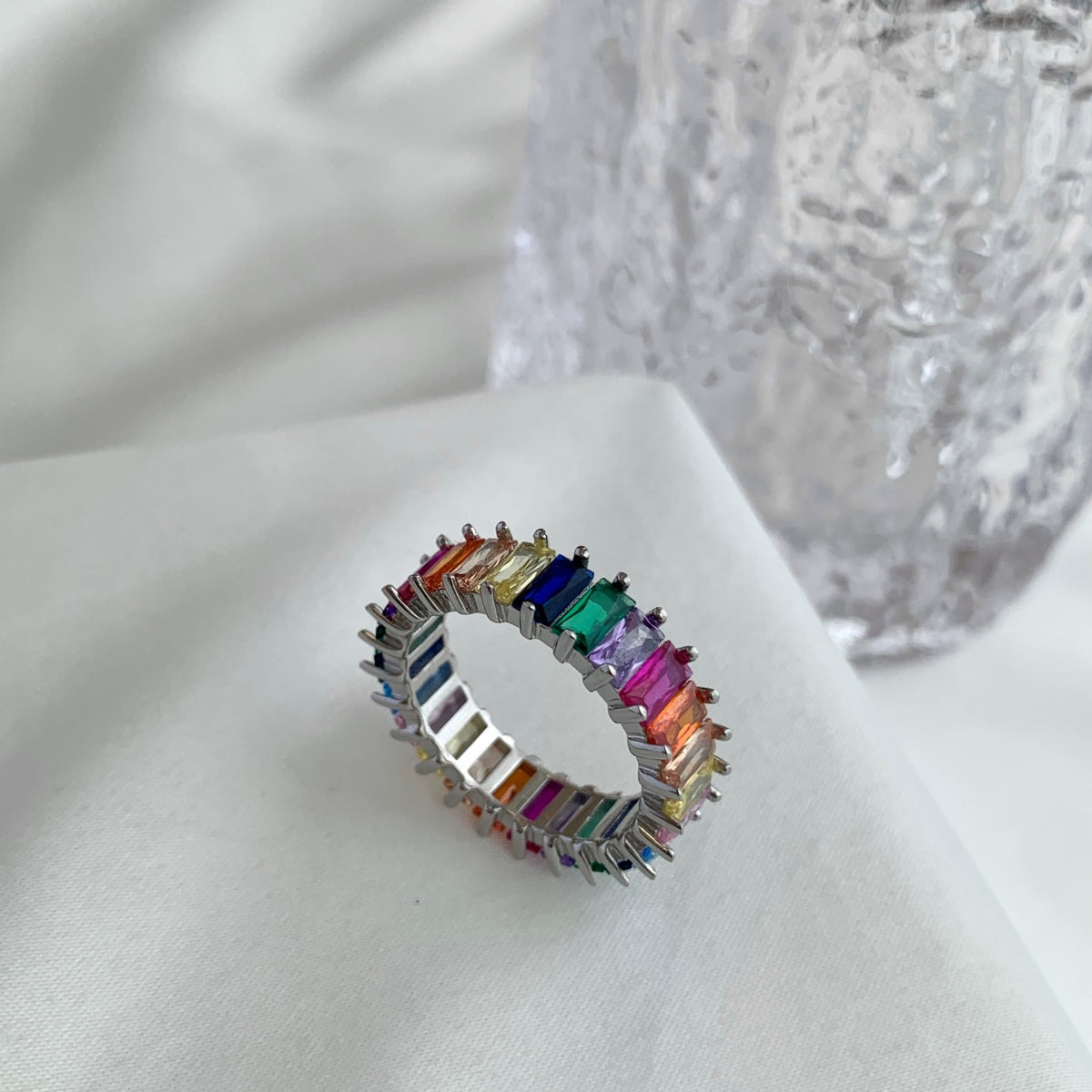 [Lumi Jewelry]Unique Colorful Radiant Cut RIng
