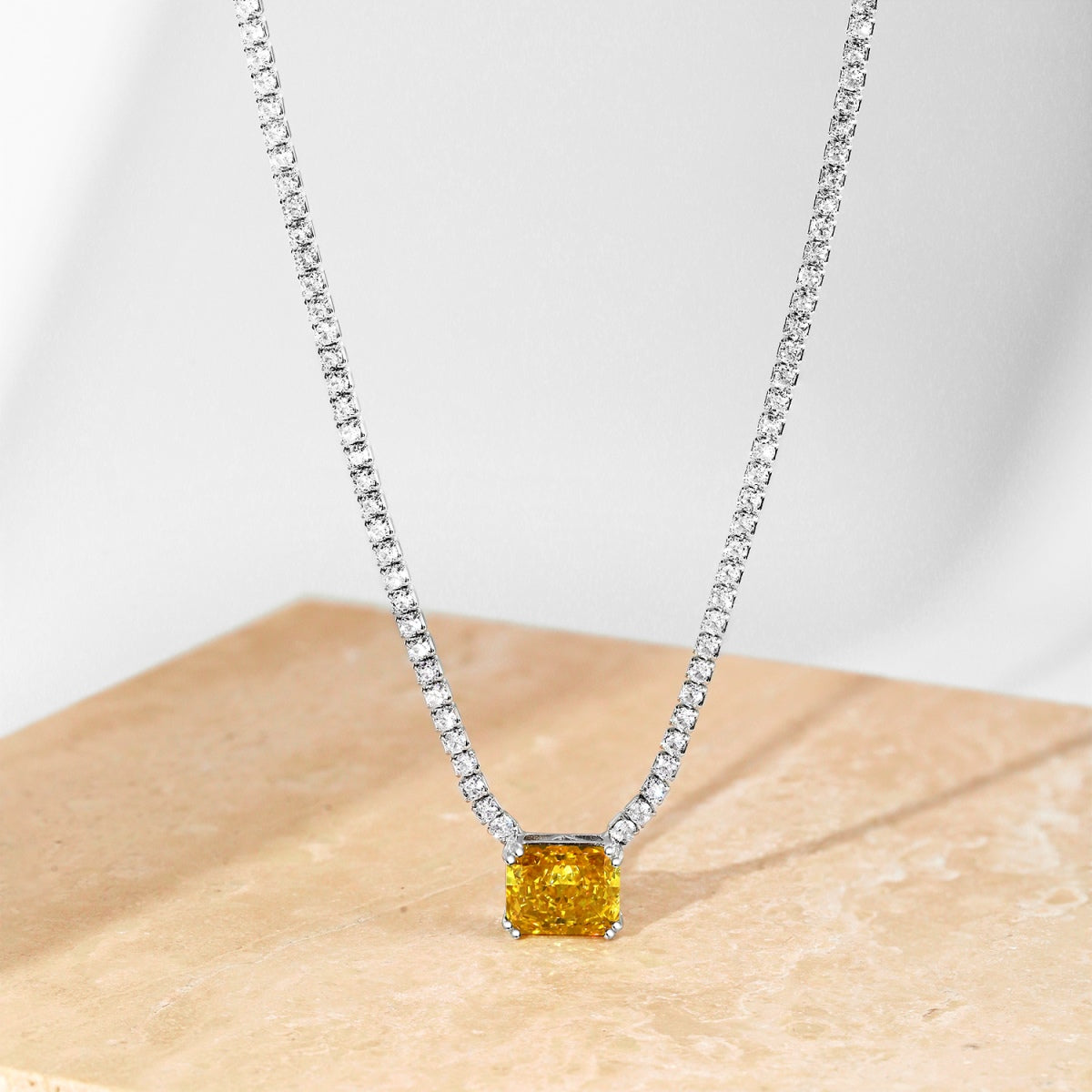 [Lumi Jewelry]4.0 Carat Elegant Radiant Cut Necklace