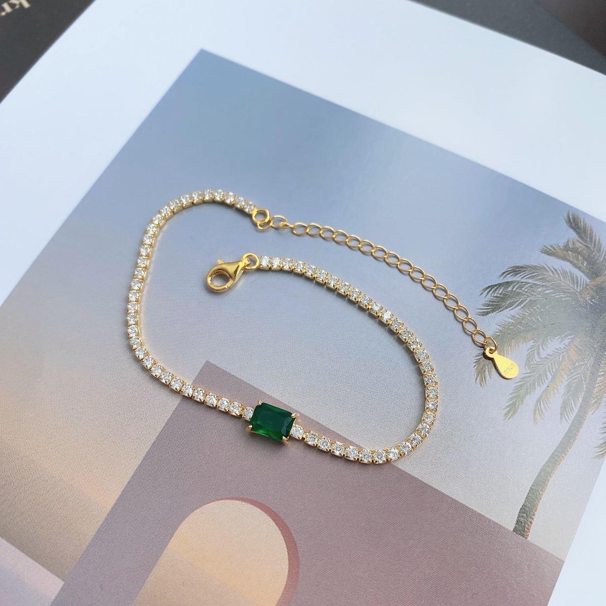 [Lumi Jewelry]1.0 Carat Unique Emerald Cut Banquet Bracelet