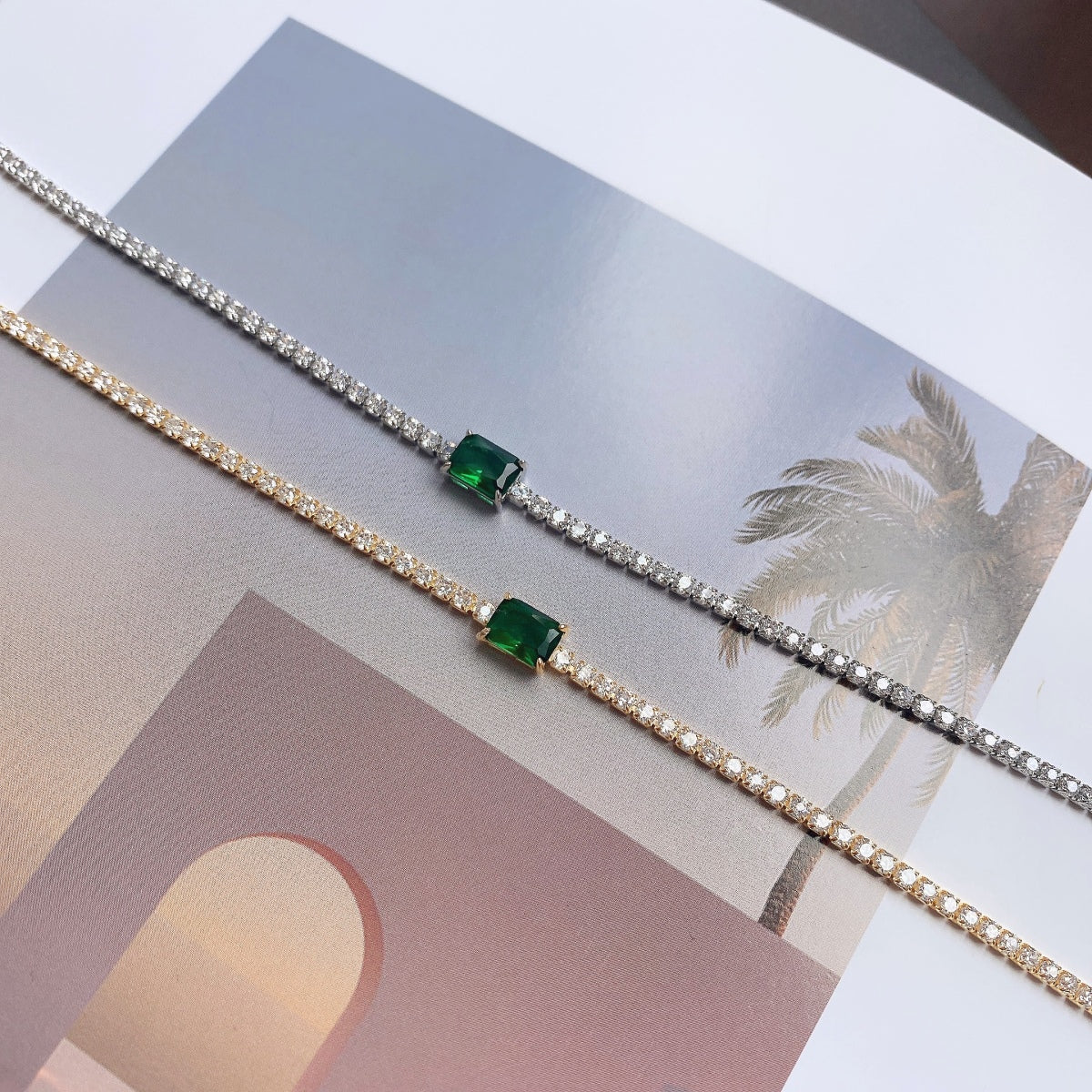 [Lumi Jewelry]1.0 Carat Unique Emerald Cut Banquet Bracelet