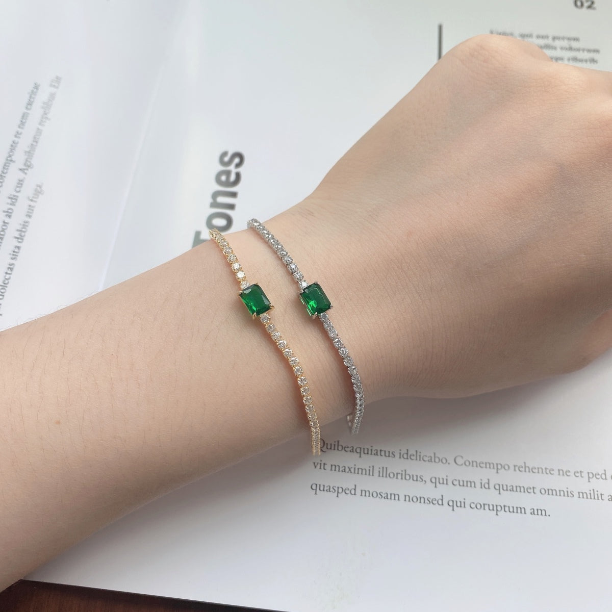 [Lumi Jewelry]1.0 Carat Unique Emerald Cut Banquet Bracelet