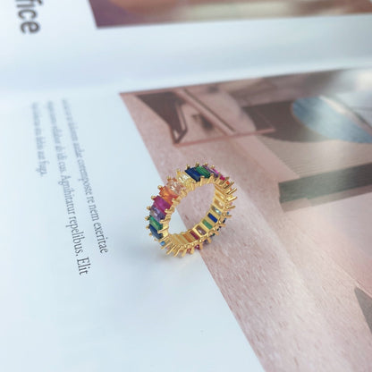 [Lumi Jewelry]Unique Colorful Radiant Cut RIng