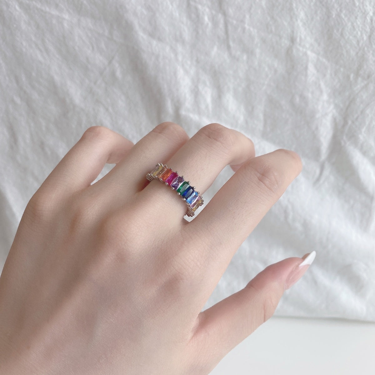 [Lumi Jewelry]Unique Colorful Radiant Cut RIng