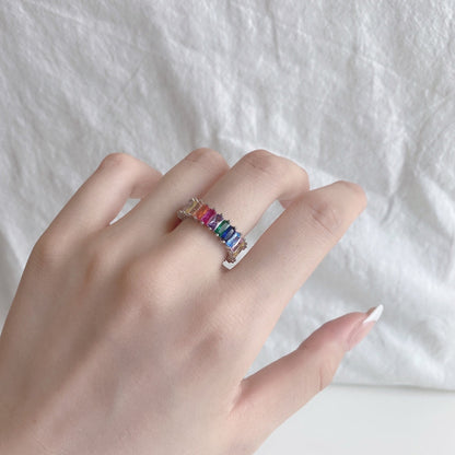 [Lumi Jewelry]Unique Colorful Radiant Cut RIng