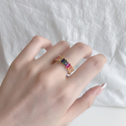 [Lumi Jewelry]Unique Colorful Radiant Cut RIng