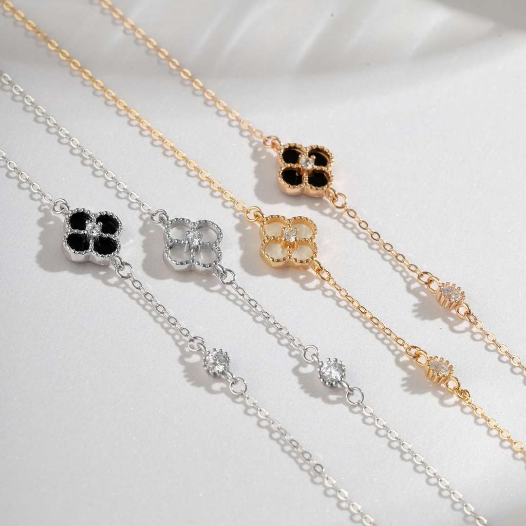 [Lumi Jewelry]Delicate Four Leaf Clover Bracelet
