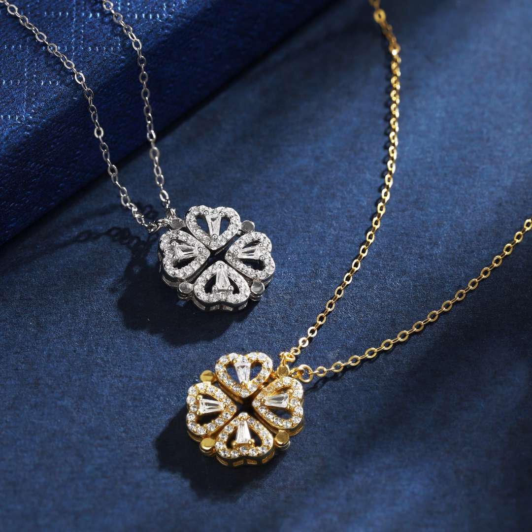 [Lumi Jewelry]Ornate Heart Cut Flower Shape Necklace