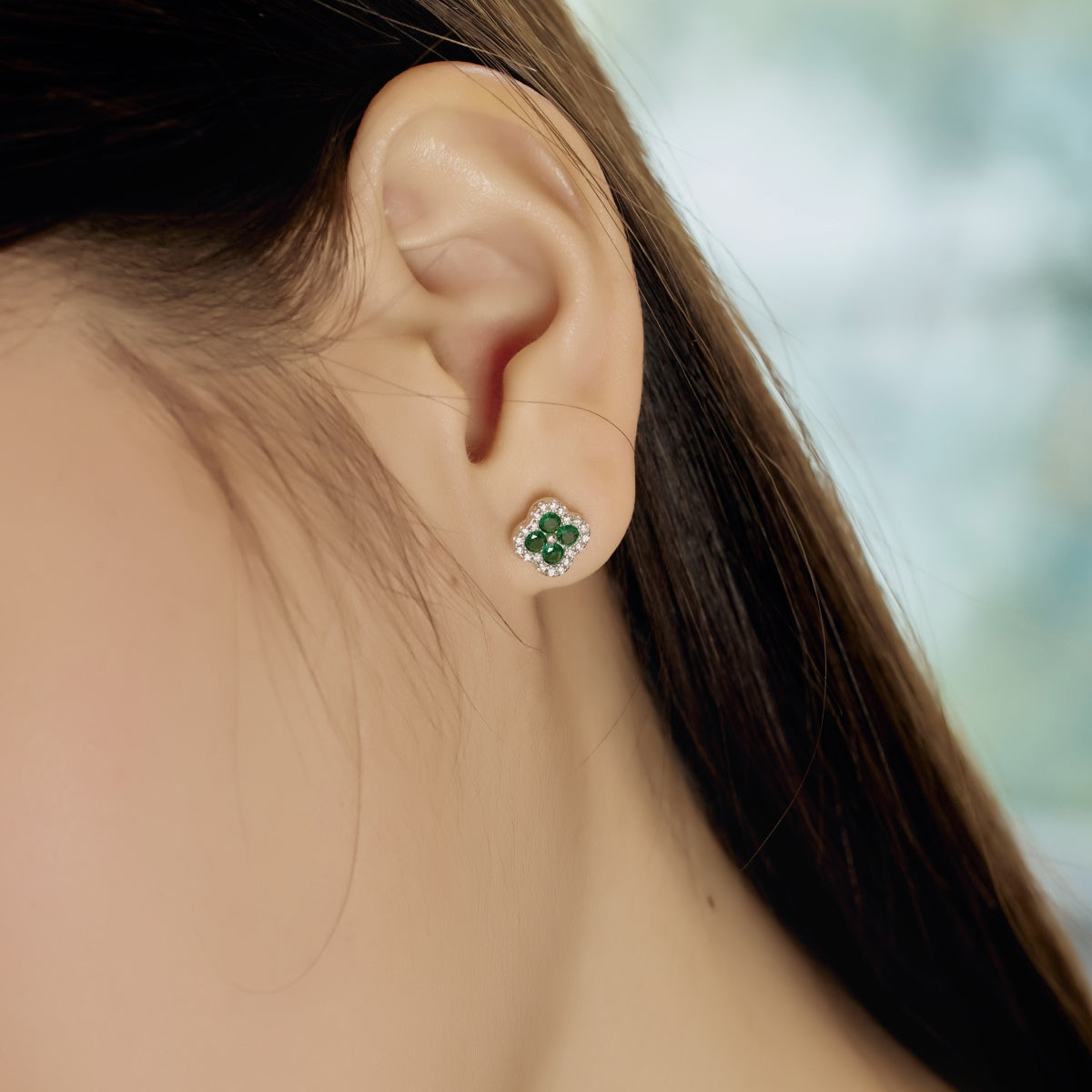 [Lumi Jewelry]Four-Leaf Clover Flower Shaped Earrings