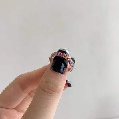 [Lumi Jewelry]Unique Colorful Round Cut Tennis Ring