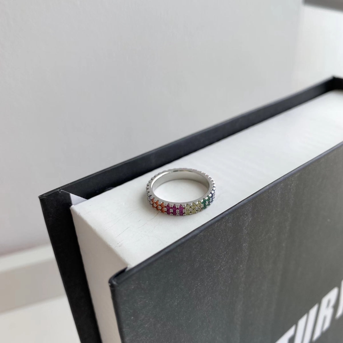 [Lumi Jewelry]Unique Colorful Round Cut Tennis Ring