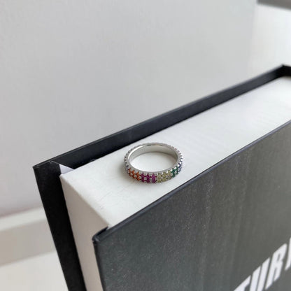[Lumi Jewelry]Unique Colorful Round Cut Tennis Ring