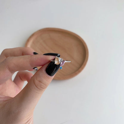 [Lumi Jewelry]Radiant Colorful Multi Cut Daily Ring