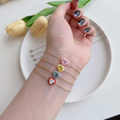 [Lumi Jewelry]Sparkling Romantic Heart Shape Lover Bracelet