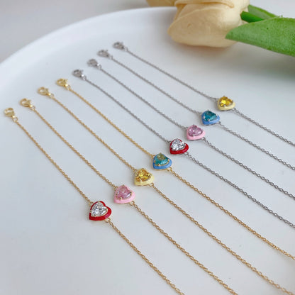 [Lumi Jewelry]Sparkling Romantic Heart Shape Lover Bracelet