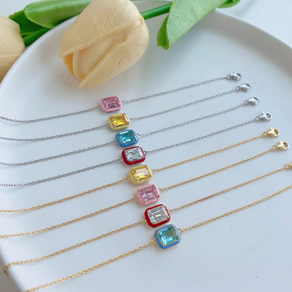 [Lumi Jewelry]2.0 Carat Sparkling Colorful Emerald Cut Daily Bracelet