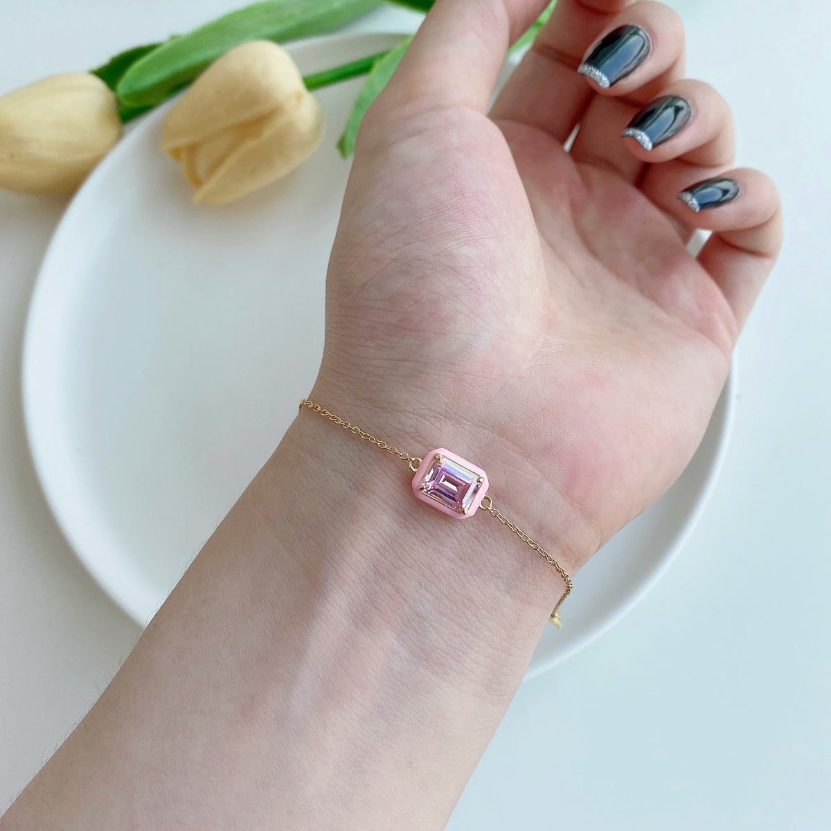 [Lumi Jewelry]2.0 Carat Sparkling Colorful Emerald Cut Daily Bracelet