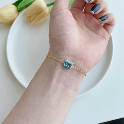 [Lumi Jewelry]2.0 Carat Sparkling Colorful Emerald Cut Daily Bracelet
