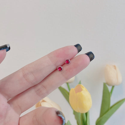 [Lumi Jewelry]Sparkling Colorful Round Shape Earrings