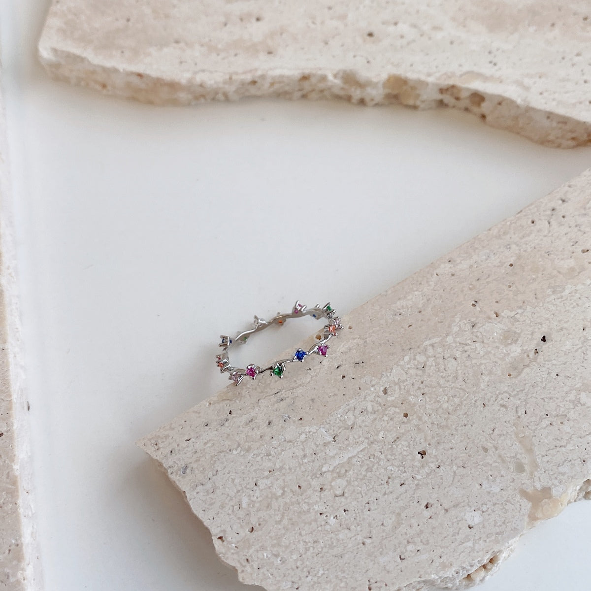 [Lumi Jewelry]Radiant Colorful Round Cut Daily Ring
