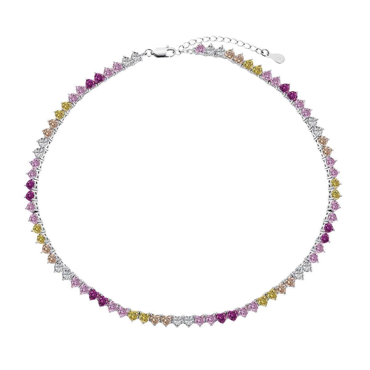 [Lumi Jewelry]Sparkling Colorful Full Heart Tennis Necklace