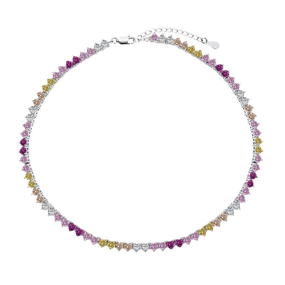[Lumi Jewelry]Sparkling Colorful Full Heart Tennis Necklace