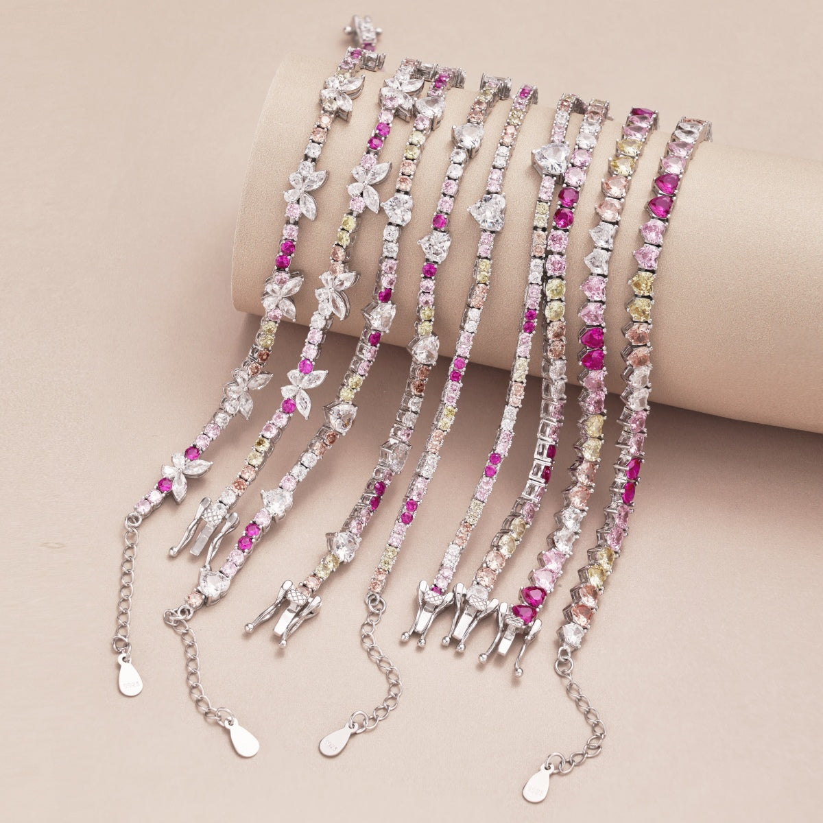 [Lumi Jewelry]Delicate Colorful Rainbow Tennis Chain