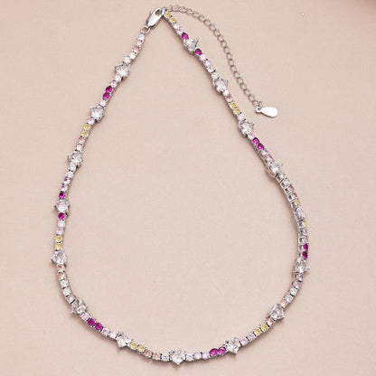 [Lumi Jewelry]Delicate Colorful Rainbow Tennis Chain