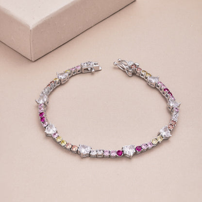 [Lumi Jewelry]Romantic Heart Shape Round Cut Lover Bracelet