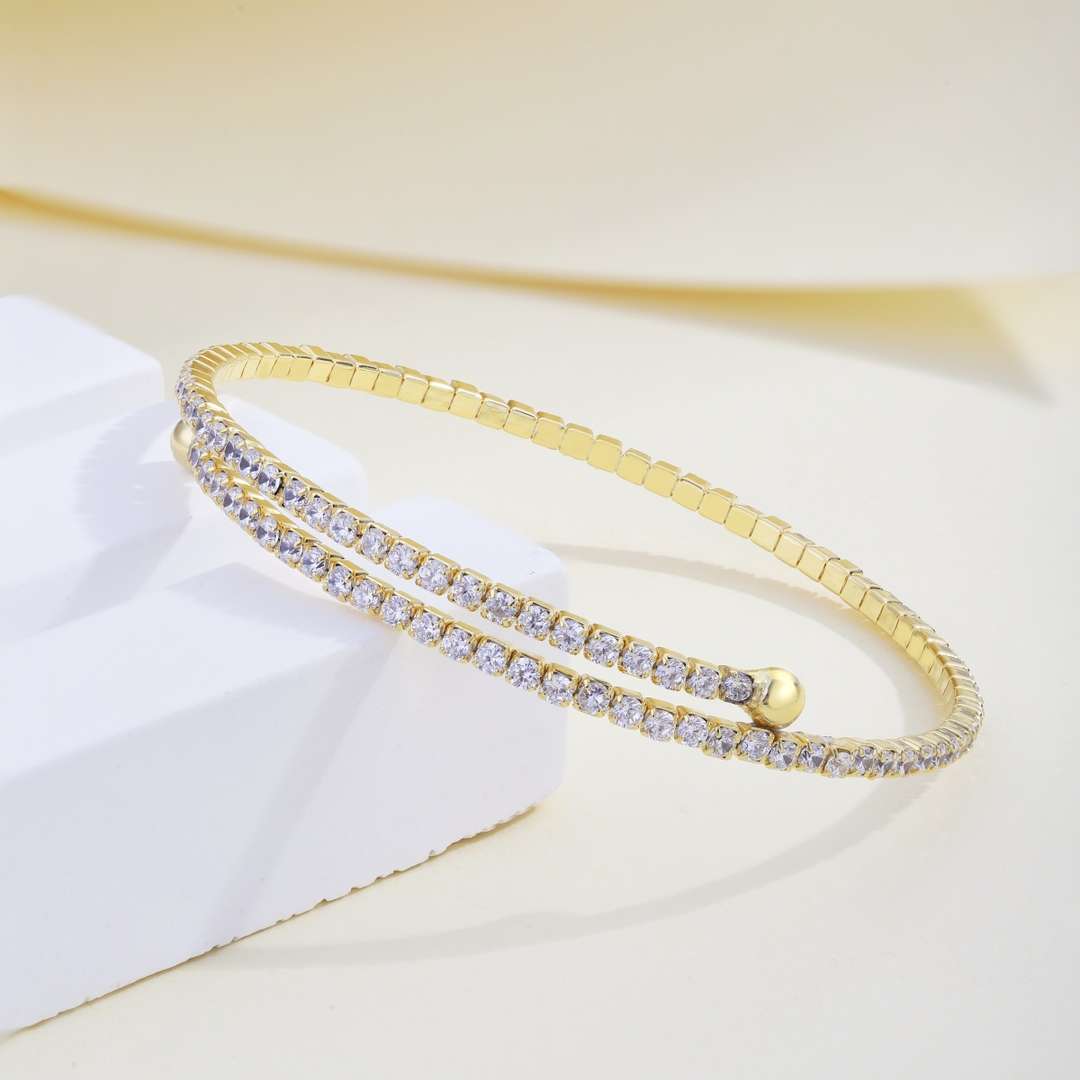 [Lumi Jewelry]Row of Diamonds Round Fashion Bracelet