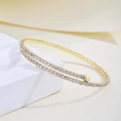 [Lumi Jewelry]Row of Diamonds Round Fashion Bracelet