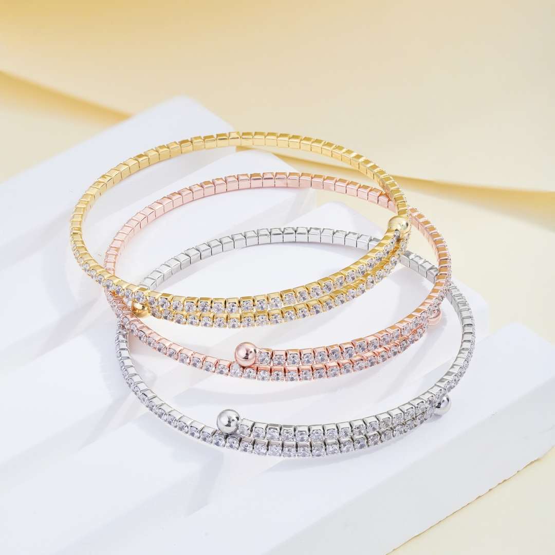 [Lumi Jewelry]Row of Diamonds Round Fashion Bracelet