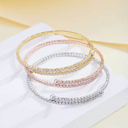 [Lumi Jewelry]Row of Diamonds Round Fashion Bracelet