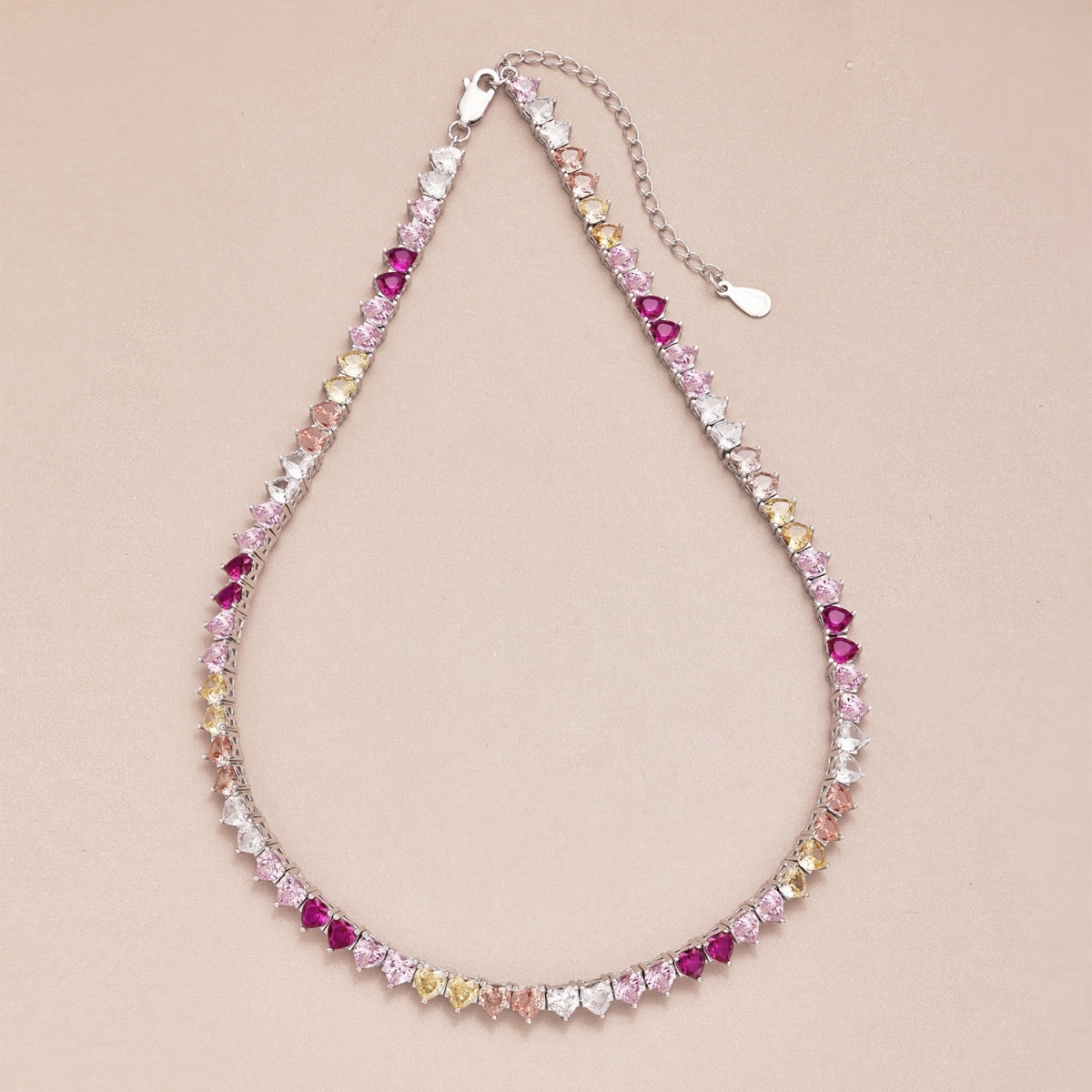 [Lumi Jewelry]Sparkling Colorful Full Heart Tennis Necklace