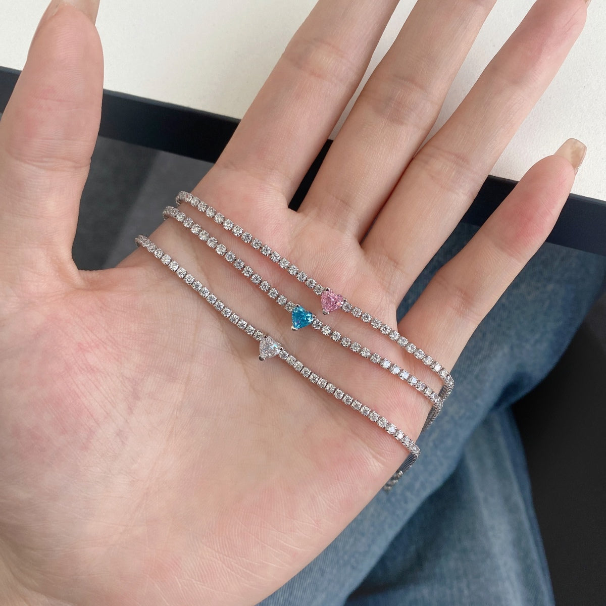 [Lumi Jewelry]0.5 Carat Elegant Romantic Heart Shape Lover Bracelet