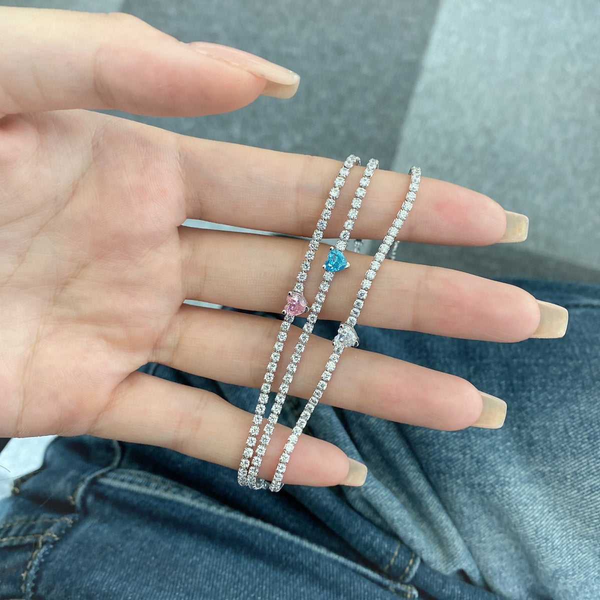[Lumi Jewelry]0.5 Carat Elegant Romantic Heart Shape Lover Bracelet