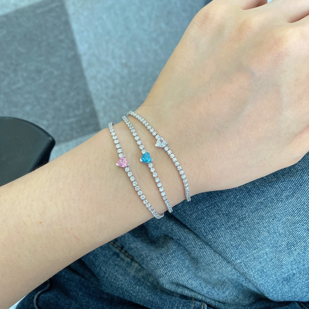 [Lumi Jewelry]0.5 Carat Elegant Romantic Heart Shape Lover Bracelet