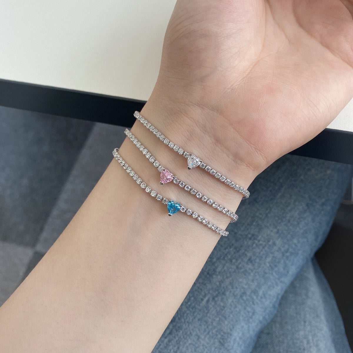 [Lumi Jewelry]0.5 Carat Elegant Romantic Heart Shape Lover Bracelet