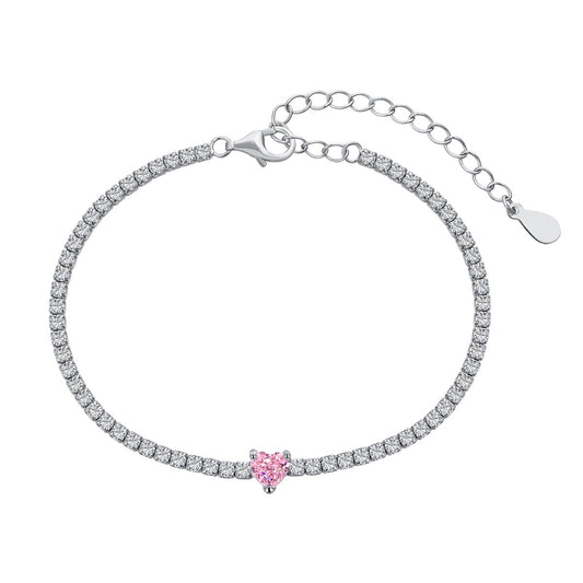 [Lumi Jewelry]0.5 Carat Elegant Romantic Heart Shape Lover Bracelet