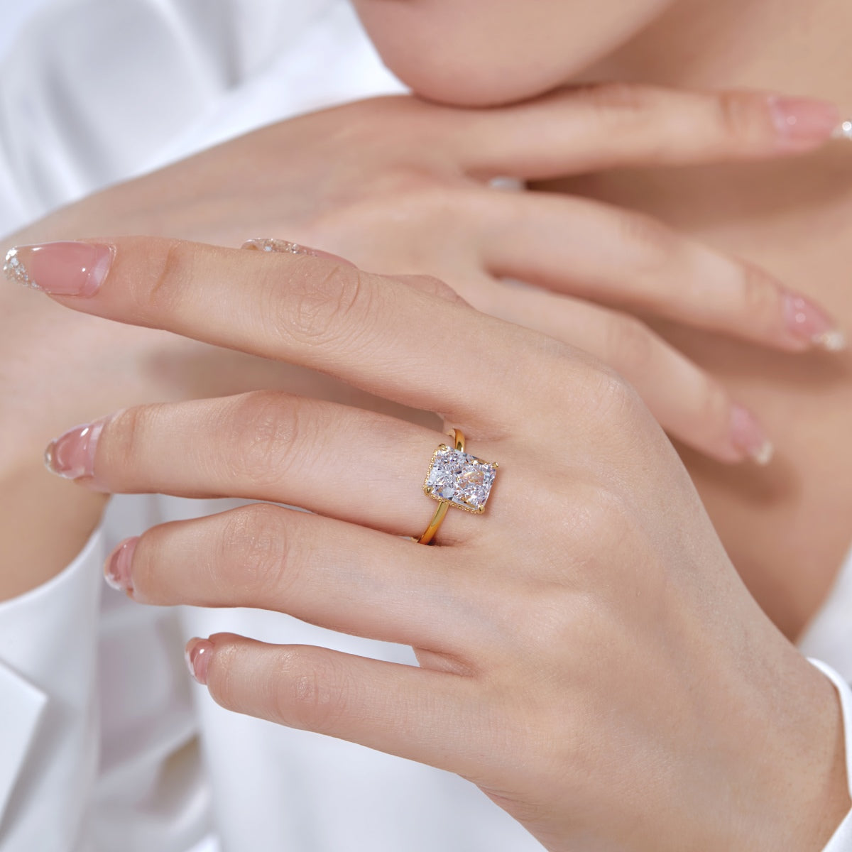 [Lumi Jewelry]4.0 Carat Ornate Enchanting Radiand Cut Banquet Ring