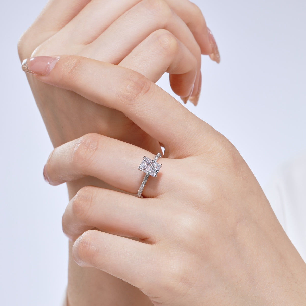 [Lumi Jewelry]2.0 Carat Dazzling Sparkling Radiant Cut Party Ring