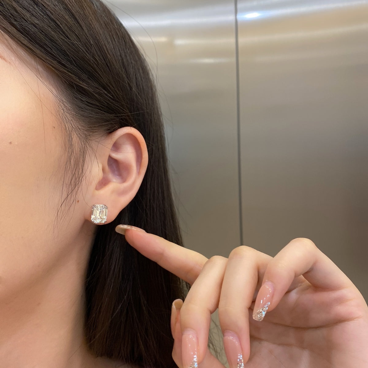 [Lumi Jewelry]Dazzling Square Shape Earrings