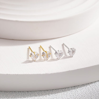 [Lumi Jewelry]Sparkling Heart Shaped Simple Earrings