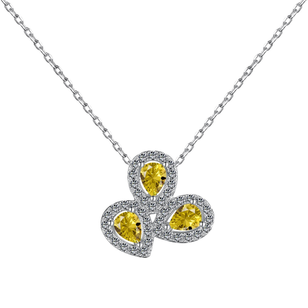 [Lumi Jewelry]Elegant Flower Shape Pear Cut Necklace