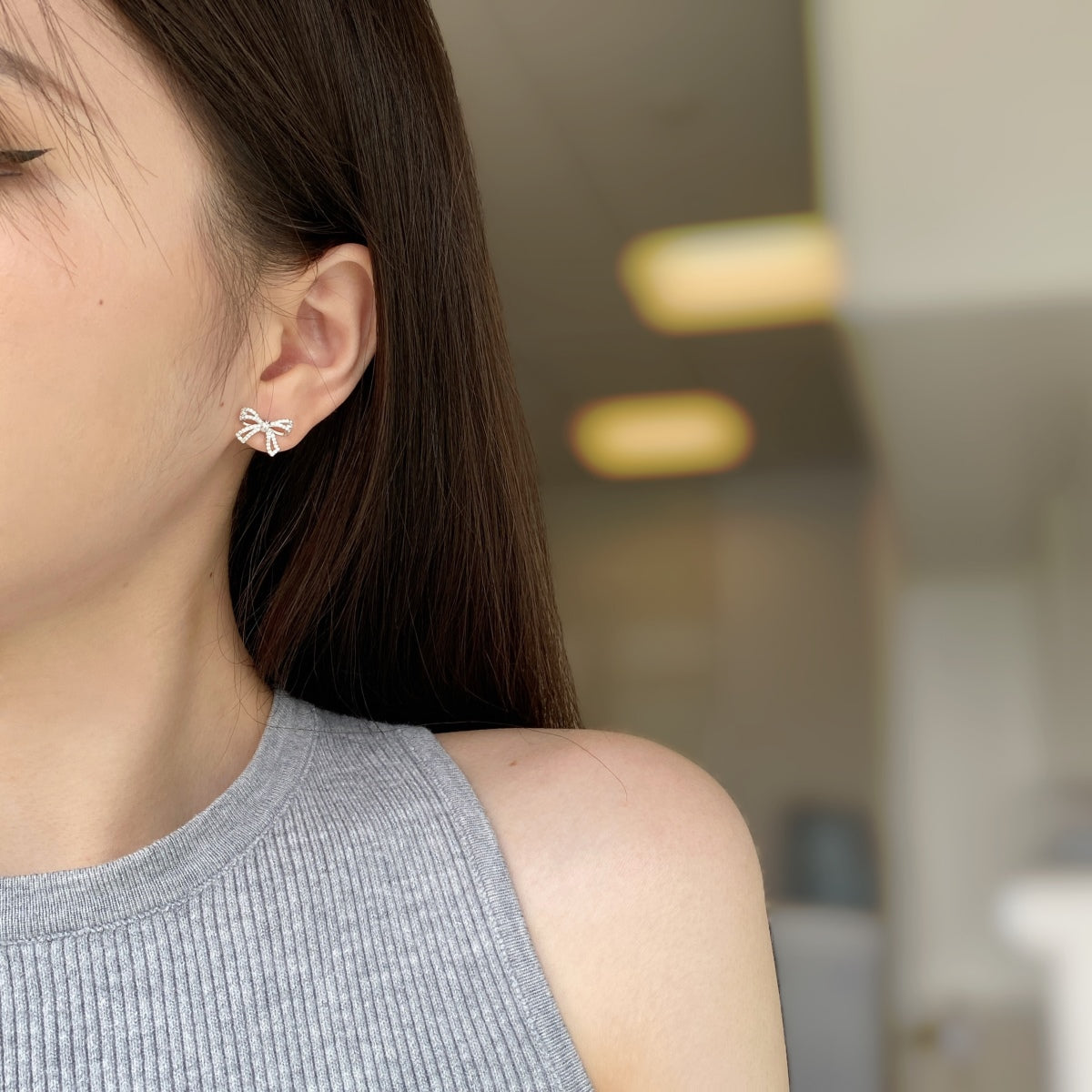 [Lumi Jewelry]Dainty Bow Shape Earrings
