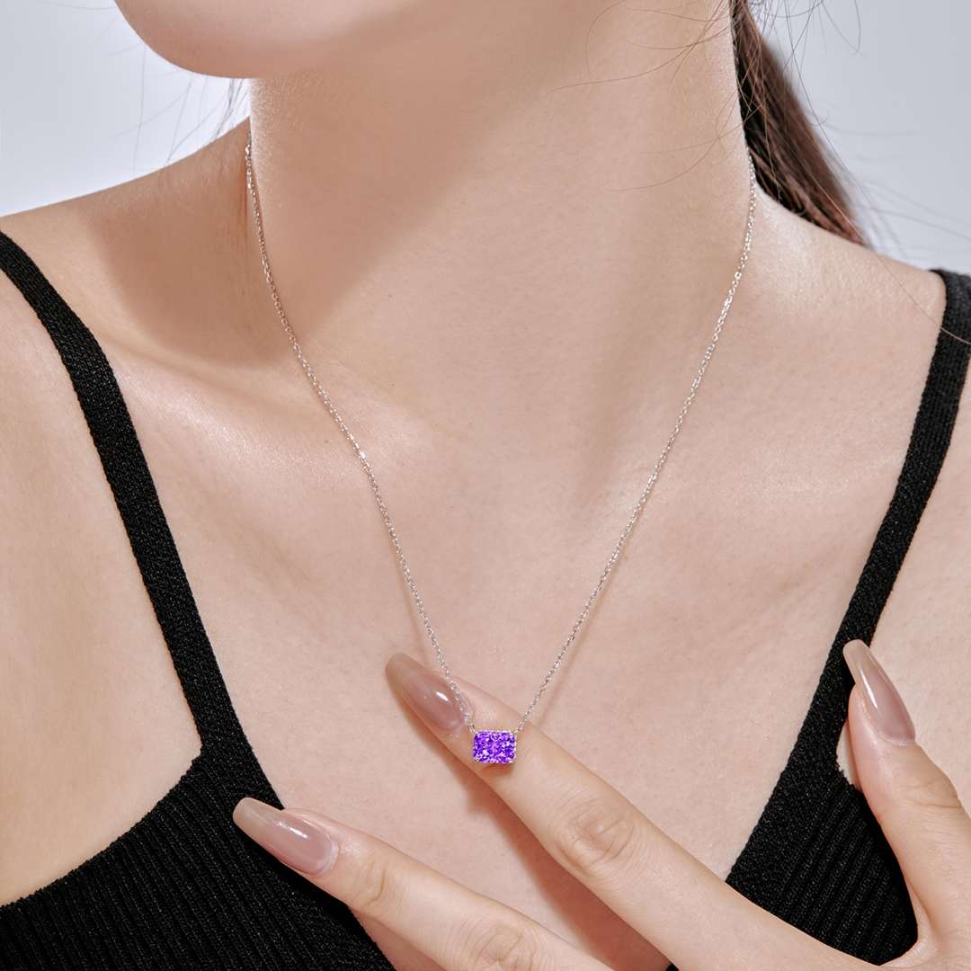 [Lumi Jewelry]Luxurious Square Shape Colorful Necalack