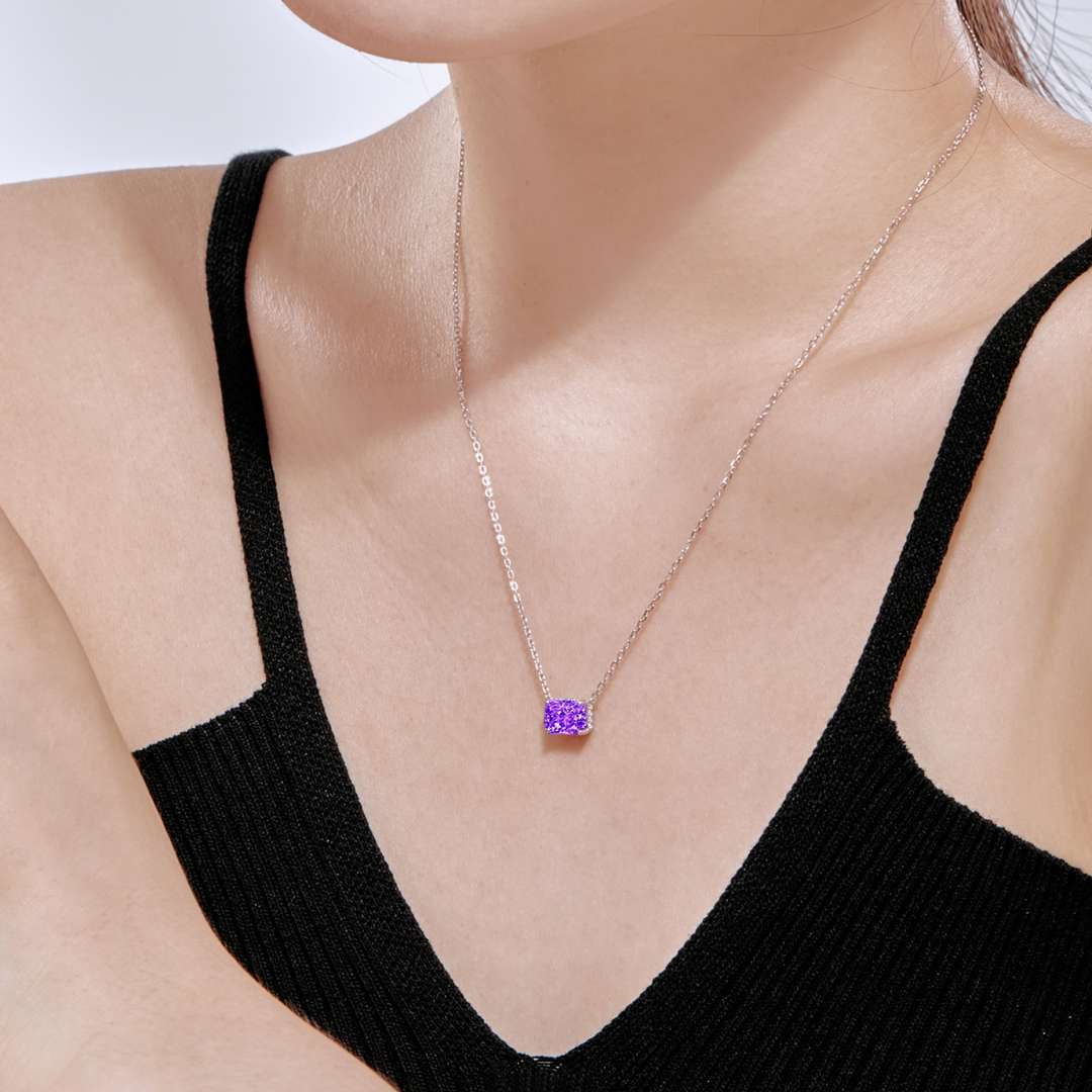 [Lumi Jewelry]Luxurious Square Shape Colorful Necalack