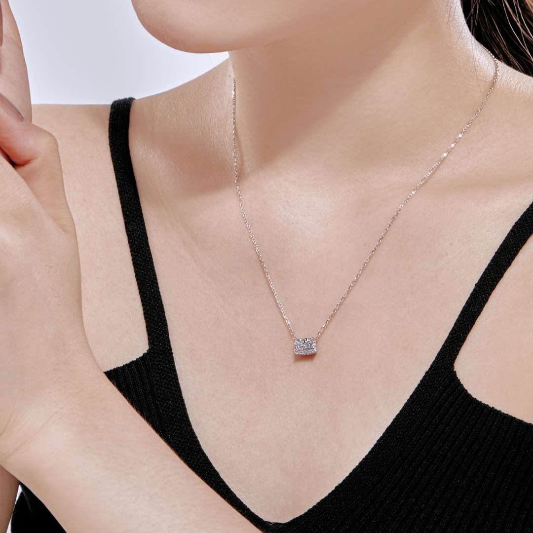 [Lumi Jewelry]Luxurious Square Shape Colorful Necalack