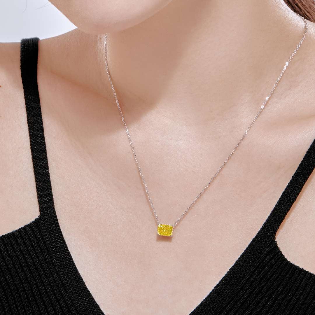 [Lumi Jewelry]Luxurious Square Shape Colorful Necalack
