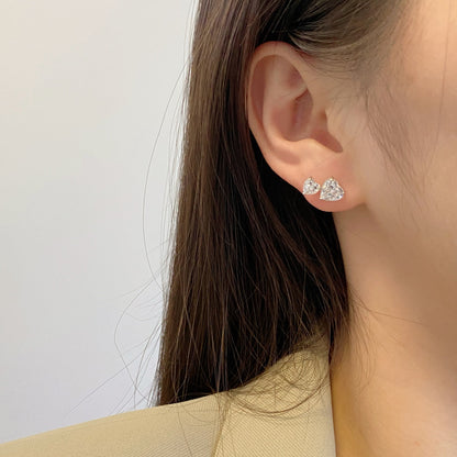 [Lumi Jewelry]Double Heart-Shape Classic Princess Style Earrings